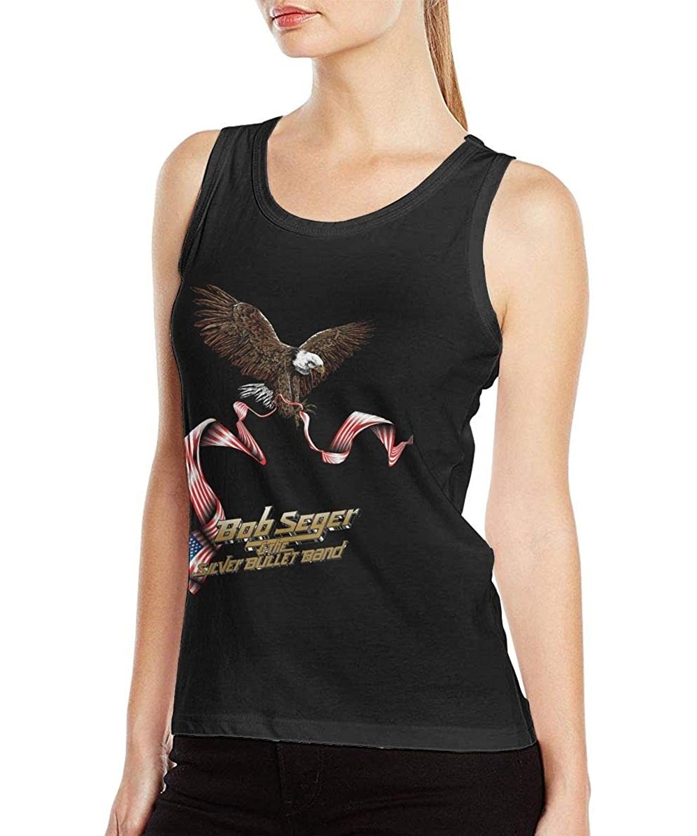 Camisoles & Tanks Bob Seger and The Silver Bullet Band Women Sexy Tank Particular Vest T-Shirt Black - Black - C219D4454AW