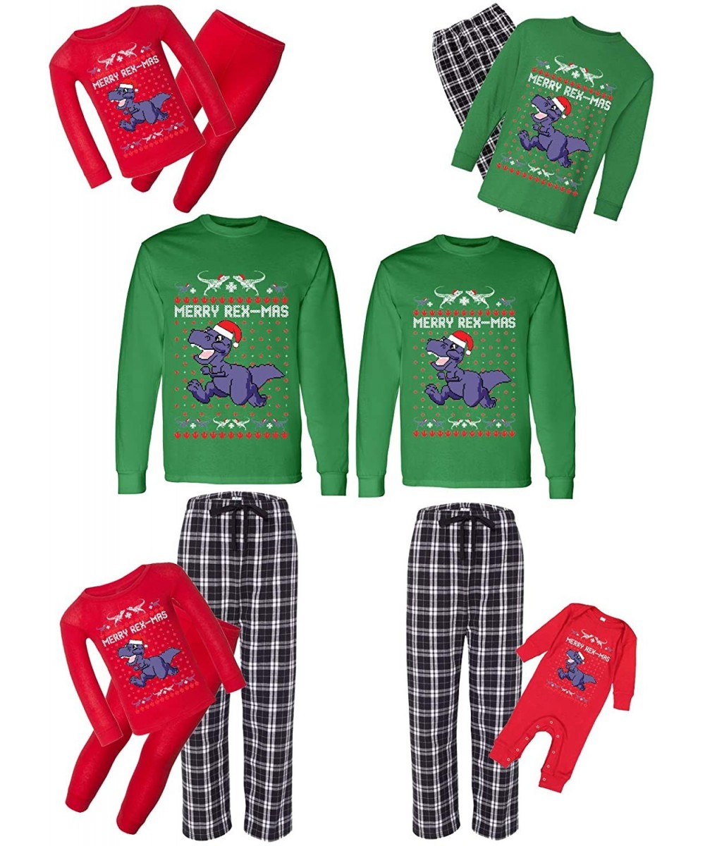 Sleep Sets Christmas Matching Pajamas Set Merry Rexmas Family Sleepwear - CD18AKKXY8N