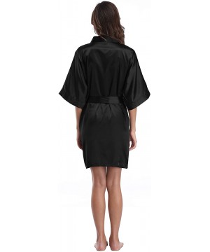 Robes Women's Satin Kimono Robe- Solid Color- Short - Black - CT12N4VR3P3