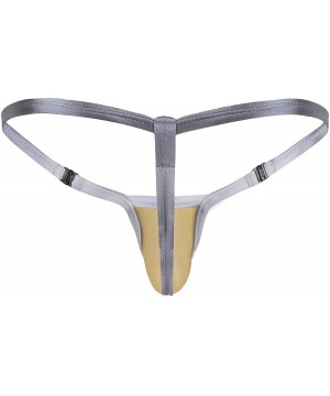 G-Strings & Thongs Men's Sexy Bulge Pouch Thongs Jockstrap G-String Bikini Briefs Thong Underwear - Gold - CT19CSAERCQ