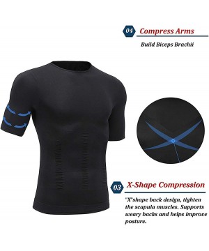 Undershirts Slimming Body Shaper Vest for Men Compression Shirt Workout Tank Tops Tummy Control Undershirts - Black 2 - C6192...