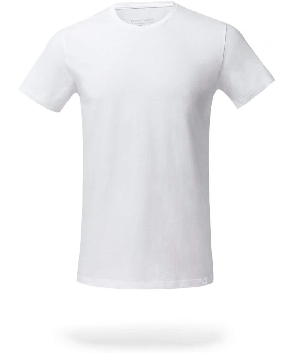 Undershirts Men's Mega Soft Tagless Crew Neck T-Shirt - Single Cotton Modal Slim Fit Tee - Ready for Everything - White - CE1...