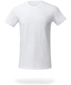 Undershirts Men's Mega Soft Tagless Crew Neck T-Shirt - Single Cotton Modal Slim Fit Tee - Ready for Everything - White - CE1...