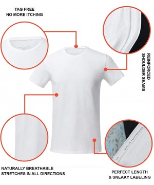 Undershirts Men's Mega Soft Tagless Crew Neck T-Shirt - Single Cotton Modal Slim Fit Tee - Ready for Everything - White - CE1...