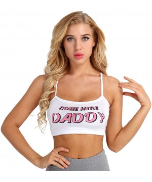 Camisoles & Tanks Women's Sexy Daddy Crop Top Stretch Spaghetti Strap Basic Cami Tops - White - C318XW9AQZD