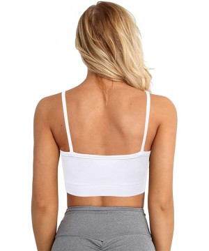 Camisoles & Tanks Women's Sexy Daddy Crop Top Stretch Spaghetti Strap Basic Cami Tops - White - C318XW9AQZD