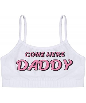 Camisoles & Tanks Women's Sexy Daddy Crop Top Stretch Spaghetti Strap Basic Cami Tops - White - C318XW9AQZD