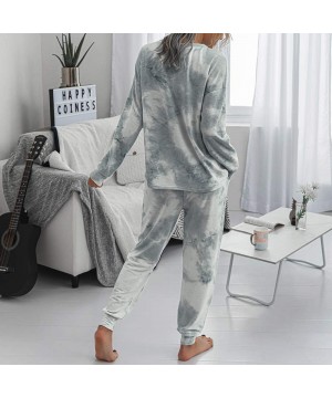 Sets Womens 2 Piece Tie Dye Printed Loungewear Long Sleeve Tops and Pants Long Pajamas Set Joggers PJ Sets - Gray - CU199L08UNC