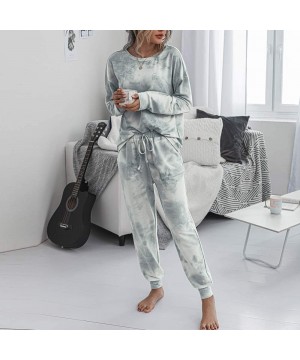 Sets Womens 2 Piece Tie Dye Printed Loungewear Long Sleeve Tops and Pants Long Pajamas Set Joggers PJ Sets - Gray - CU199L08UNC