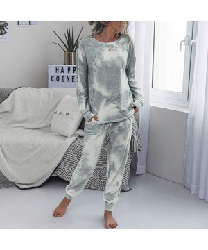 Sets Womens 2 Piece Tie Dye Printed Loungewear Long Sleeve Tops and Pants Long Pajamas Set Joggers PJ Sets - Gray - CU199L08UNC