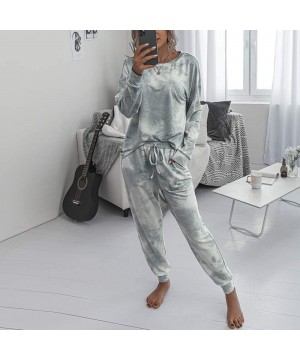 Sets Womens 2 Piece Tie Dye Printed Loungewear Long Sleeve Tops and Pants Long Pajamas Set Joggers PJ Sets - Gray - CU199L08UNC