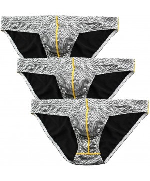 Briefs Men's Thongs Underwear Low Waist Boxer Briefs Bikini Bulge Enhancing Sexy Black Gold - Silver 3 - C61974X4SQL