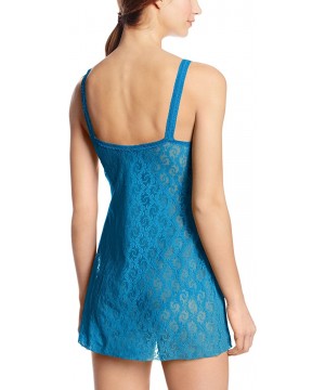 Baby Dolls & Chemises Women's Lace Kiss Chemise - Mykonos Blue - C9182I95CKM