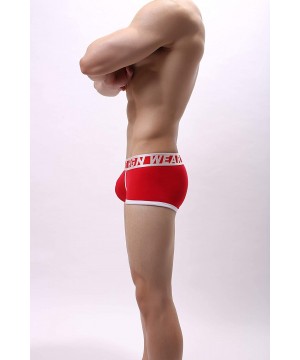 Boxer Briefs Men's Underwear Cotton Breathable Short Leg Boxers Briefs for Men Boys - Red - CB192HR4NLU