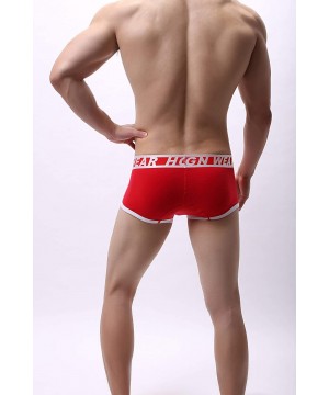 Boxer Briefs Men's Underwear Cotton Breathable Short Leg Boxers Briefs for Men Boys - Red - CB192HR4NLU