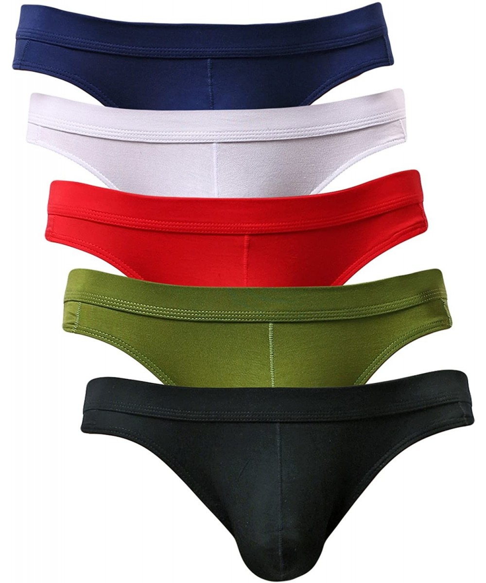 Briefs Men's Briefs Modal Breathable Dry Fast Underwear with Pouch - 5 Pack Mixed Color - CL188L48RO5