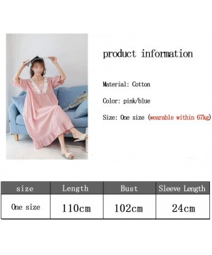 Nightgowns & Sleepshirts Summer Pajamas Skirt- Home Service Women's Nightdress- Cotton Long Pajamas - Pink - C419DLHWKR0