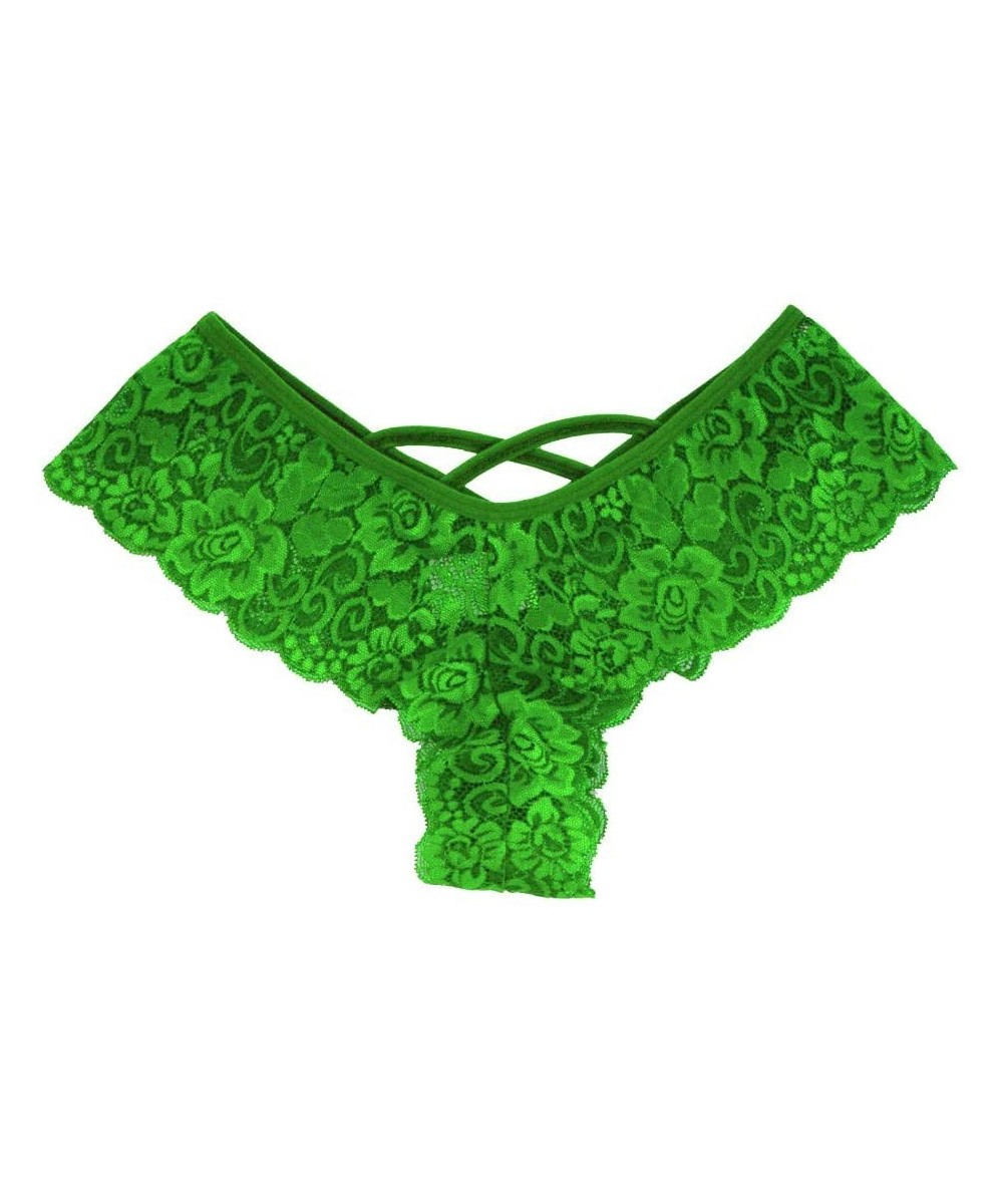 Sets Women's Sexy Lace Panties Designed Back Undies G-String Briefs Underwear - Green - C218S9GA46E