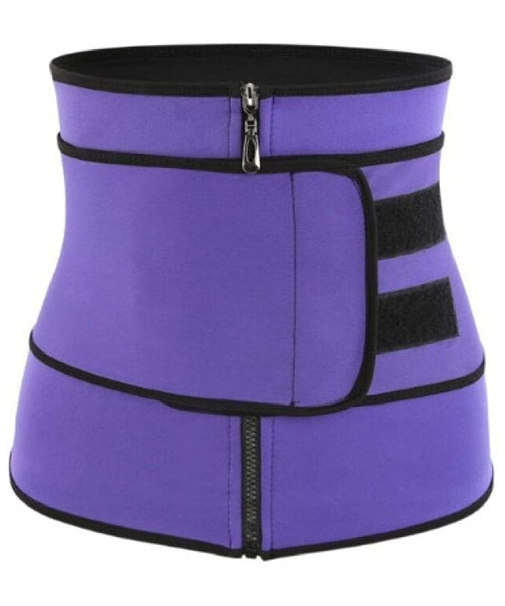 Shapewear Unisex Waist Trainer Corset-Women Men Body Shaping Zipper Abdomen Belt Sports Belt Waist Cinchers - Purple - C2198N...