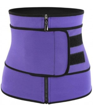 Shapewear Unisex Waist Trainer Corset-Women Men Body Shaping Zipper Abdomen Belt Sports Belt Waist Cinchers - Purple - C2198N...