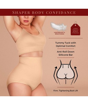 Shapewear Womens High Waist Shapewear Body Shaper Panties - Cream Beige - CF1955NL5KN