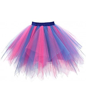 Slips Women's Teen's 1950s Vintage Tutu Tulle Petticoat Ballet Bubble Skirt Puffy Petticoat Underskirt - Royal Blue and Rose ...