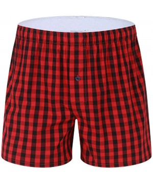 Sleep Sets Men's Plaid Pajamas Shorts - Plaid Pajama Pants for Men - Lounge Sleep PJ Boxer Underwear - Red - CW1942NK38L