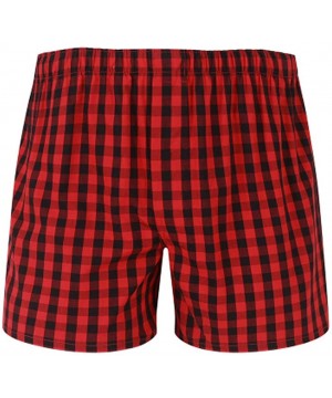 Sleep Sets Men's Plaid Pajamas Shorts - Plaid Pajama Pants for Men - Lounge Sleep PJ Boxer Underwear - Red - CW1942NK38L