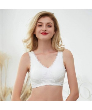 Bras Sport Bra for Women Front Cross Side Buckle Yoga Bra Sleep Wireless Bra - White-2pack - CD199OZZ5G3