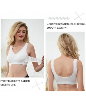 Bras Sport Bra for Women Front Cross Side Buckle Yoga Bra Sleep Wireless Bra - White-2pack - CD199OZZ5G3