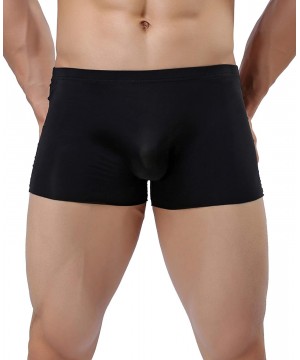 Boxer Briefs Men's Traceless Underwear Ice Silk Boxer Brief - 4-pack Black - CL186OR0O72