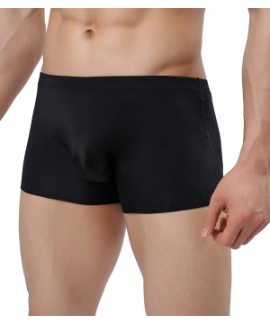 Boxer Briefs Men's Traceless Underwear Ice Silk Boxer Brief - 4-pack Black - CL186OR0O72