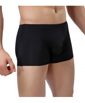 Boxer Briefs Men's Traceless Underwear Ice Silk Boxer Brief - 4-pack Black - CL186OR0O72