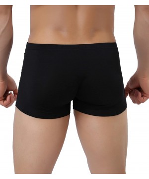 Boxer Briefs Men's Traceless Underwear Ice Silk Boxer Brief - 4-pack Black - CL186OR0O72