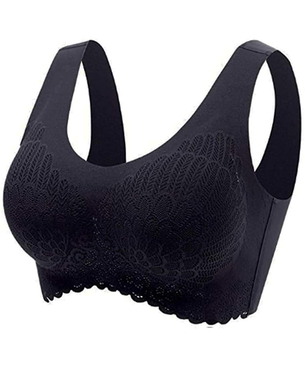 Bras 5D Wireless Latex Contour Bra All-Round Breathable Cooling Bra - Black - CZ19CSEX6HQ