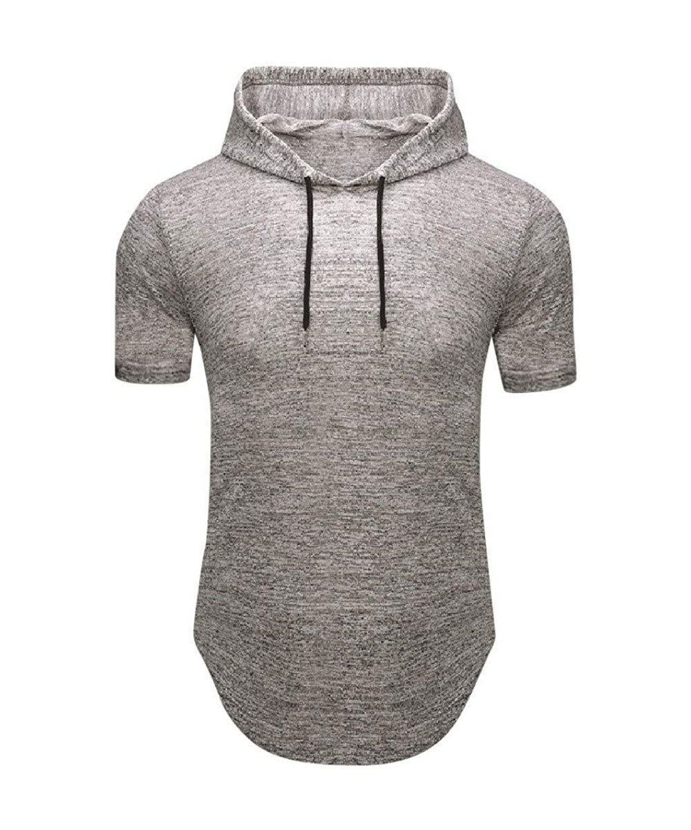 Thermal Underwear Mens Running Athletic Hoodie- Muscle Sweatshirt Summer Short Sleeve Longline Pullover Breathable Tee Tops -...