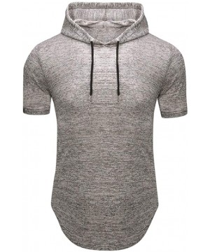 Thermal Underwear Mens Running Athletic Hoodie- Muscle Sweatshirt Summer Short Sleeve Longline Pullover Breathable Tee Tops -...