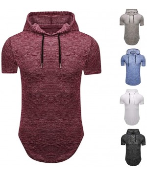 Thermal Underwear Mens Running Athletic Hoodie- Muscle Sweatshirt Summer Short Sleeve Longline Pullover Breathable Tee Tops -...