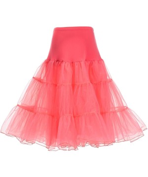 Slips Women 50s Petticoat Skirts Rockabilly Retro Underskirt Crinoline Tutu Dress - Coral Pink - CE18AHIYDWH