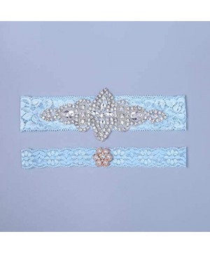 Garters & Garter Belts Sexy Lace Wedding Garters for Bride Rhinestone Bridal Garter Set 2 pcs - O-blue - CR18H85ST8U