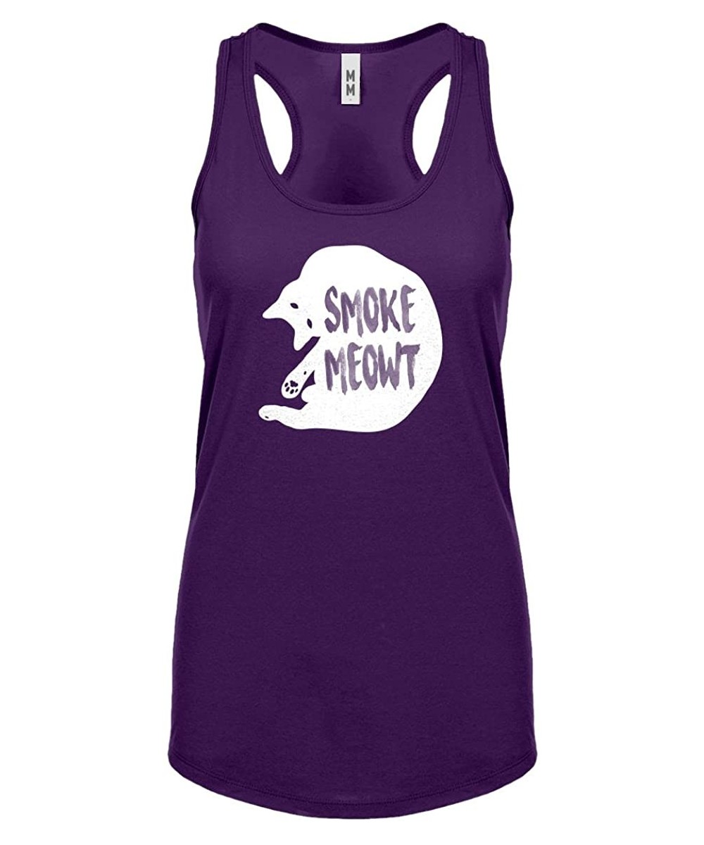 Camisoles & Tanks Smoke Meowt Womens Racerback Tank Top - Purple - CD1884ZGD2H