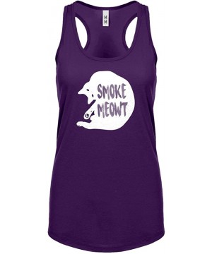 Camisoles & Tanks Smoke Meowt Womens Racerback Tank Top - Purple - CD1884ZGD2H