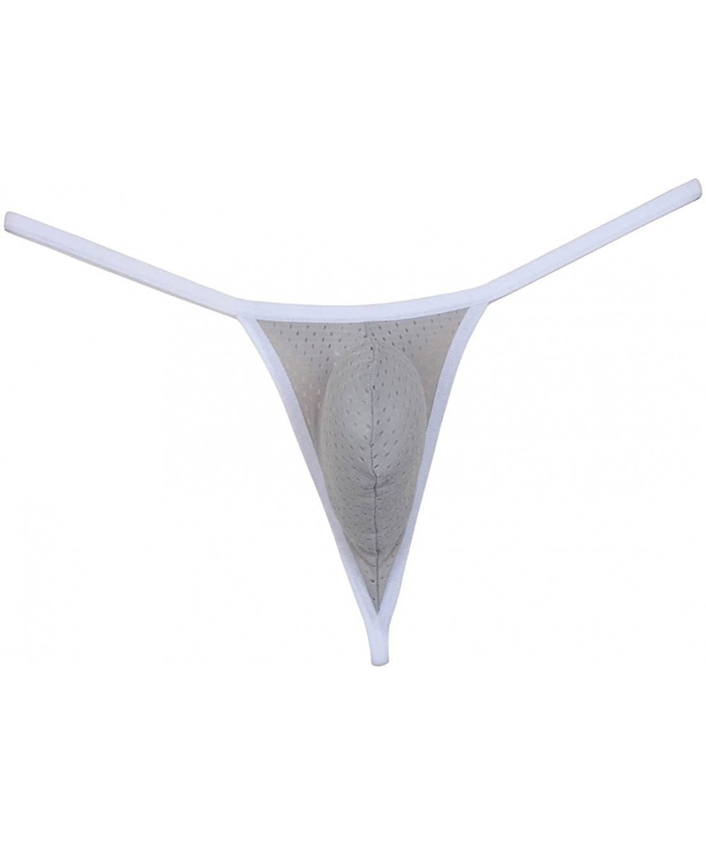 G-Strings & Thongs Men Eyelets Thong Elastic Pouch G-String Sexy Tanga Underwear - Gray - CQ18H420LAW