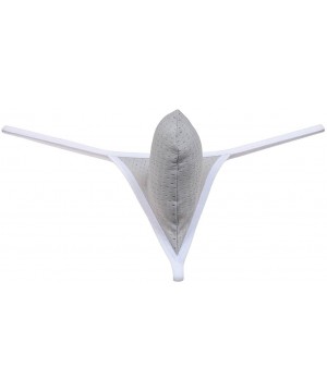 G-Strings & Thongs Men Eyelets Thong Elastic Pouch G-String Sexy Tanga Underwear - Gray - CQ18H420LAW