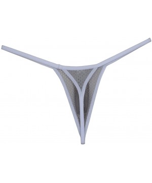 G-Strings & Thongs Men Eyelets Thong Elastic Pouch G-String Sexy Tanga Underwear - Gray - CQ18H420LAW