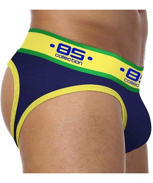 G-Strings & Thongs Men's Cotton Jockstrap- 4-Pack Low Rise Bulge Thong Stretch Underwear Briefs - Navy - CJ19DG2TC4X