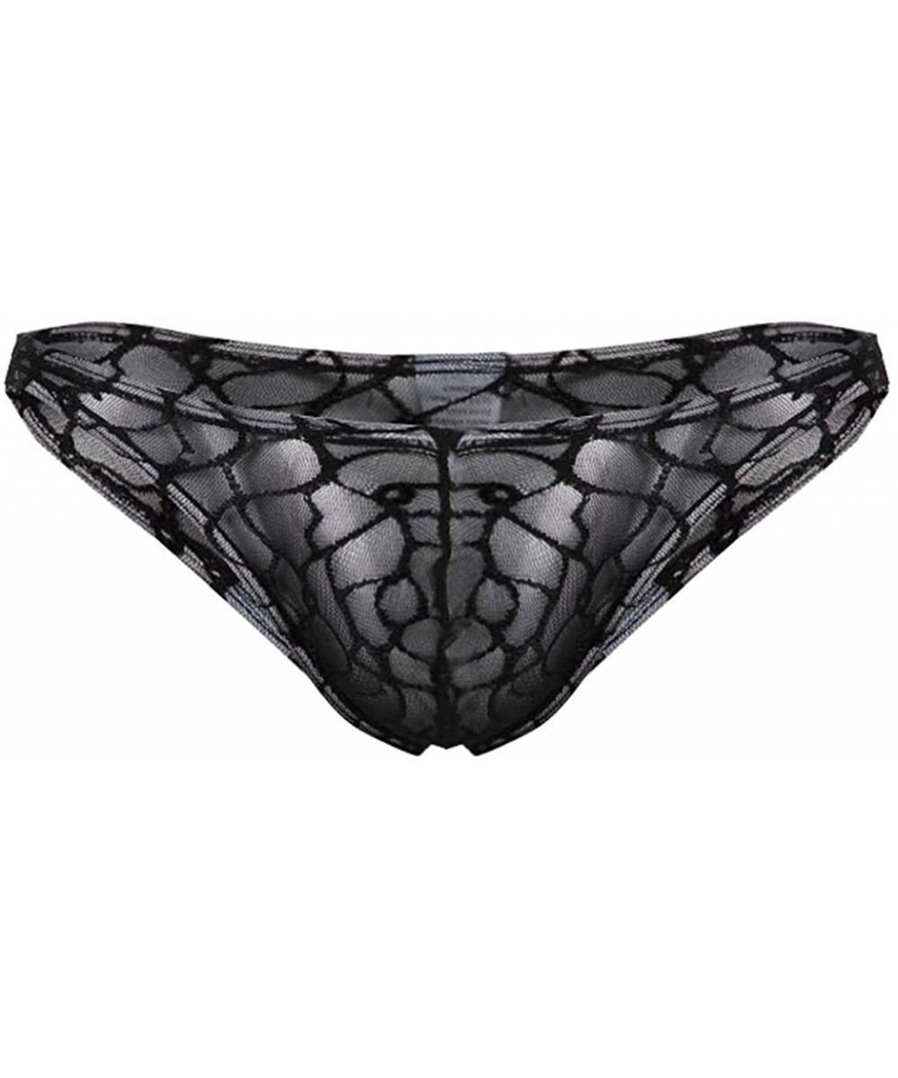 Briefs Men's Perspective Thongs Sexy Mesh Underwear Strap Lace Underpants Solid Lows Waist G-String Lingerie Triangle Briefs ...