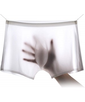 Boxer Briefs Men's Traceless Underwear Ice Silk Boxer Brief Sexy See-Through Transparent Briefs - White - CS18T83RMZ4