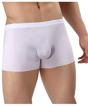 Boxer Briefs Men's Traceless Underwear Ice Silk Boxer Brief Sexy See-Through Transparent Briefs - White - CS18T83RMZ4