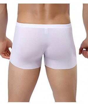 Boxer Briefs Men's Traceless Underwear Ice Silk Boxer Brief Sexy See-Through Transparent Briefs - White - CS18T83RMZ4